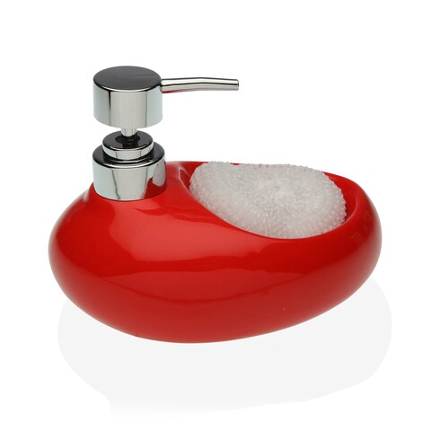 Dozator pentru detergent de vase cu suport burete Versa, 16.5×16 cm, ceramica, rosu mezoni.ro imagine 2022 by aka-home.ro