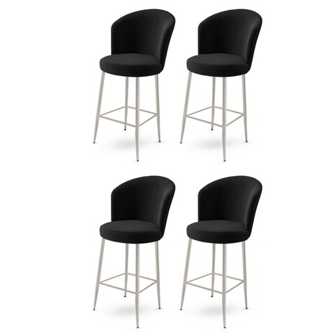 Set scaune  de bar 4 piese, Charlotte, Alte, Metal, Negru / Crom