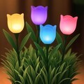 Set 4 lampi solare Tulipano, Beper, IP44, 5.7x29 cm, plastic, multicolor