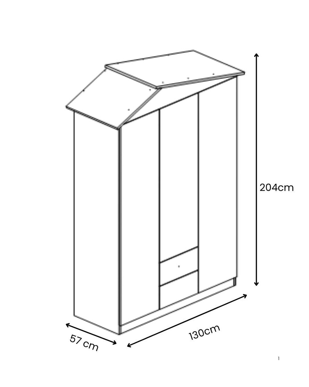 Dulap pentru haine, Hanah Home, Ayder, 130x204x57 cm, PAL, Gri