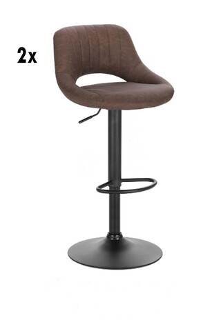 Set 2 scaune bar, Bedora Harvey, piele ecologica, maro inchis Bedora imagine noua 2022