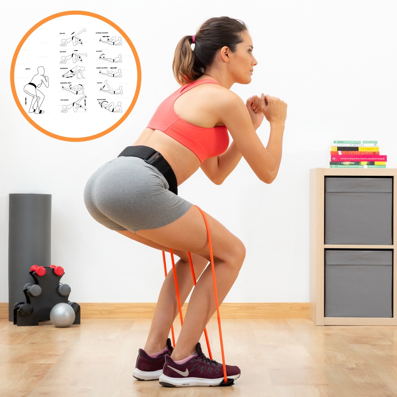 Centura cu benzi de rezistenta pentru fese InnovaGoods + ghid de exercitii Bootrainer - 1 | YEO