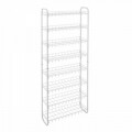 Suport pentru 24 perechi de pantofi cu 8 rafturi Metaltex, 64x23x165 cm, metal/invelis din plastic LDPE, alb