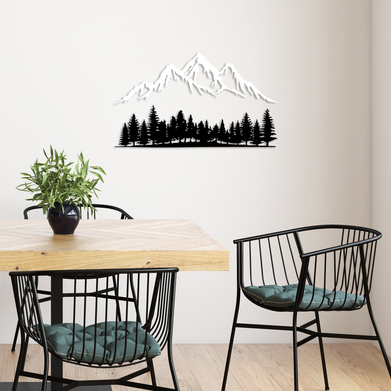 Decoratiune de perete, Nature And Mountain, Dimensiune: 70 x 22 cm (1 bucată), Alb/Negru - view 3