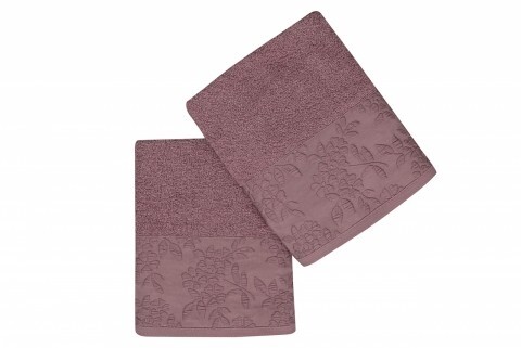 Set 2 prosoape de maini 50x90 cm, 100% bumbac, Soft Kiss, Pamela, lila