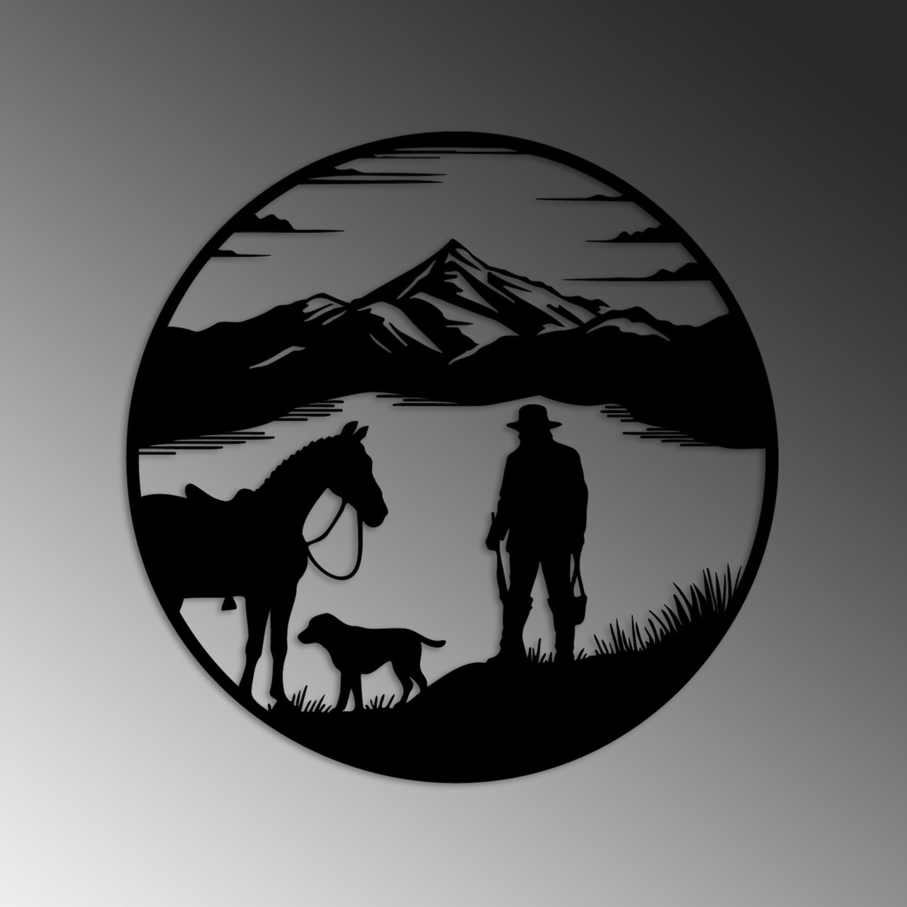 Decoratiune de perete, Hunter on Lake, Dimensiuni: 53 x 53 cm, Negru - view 6