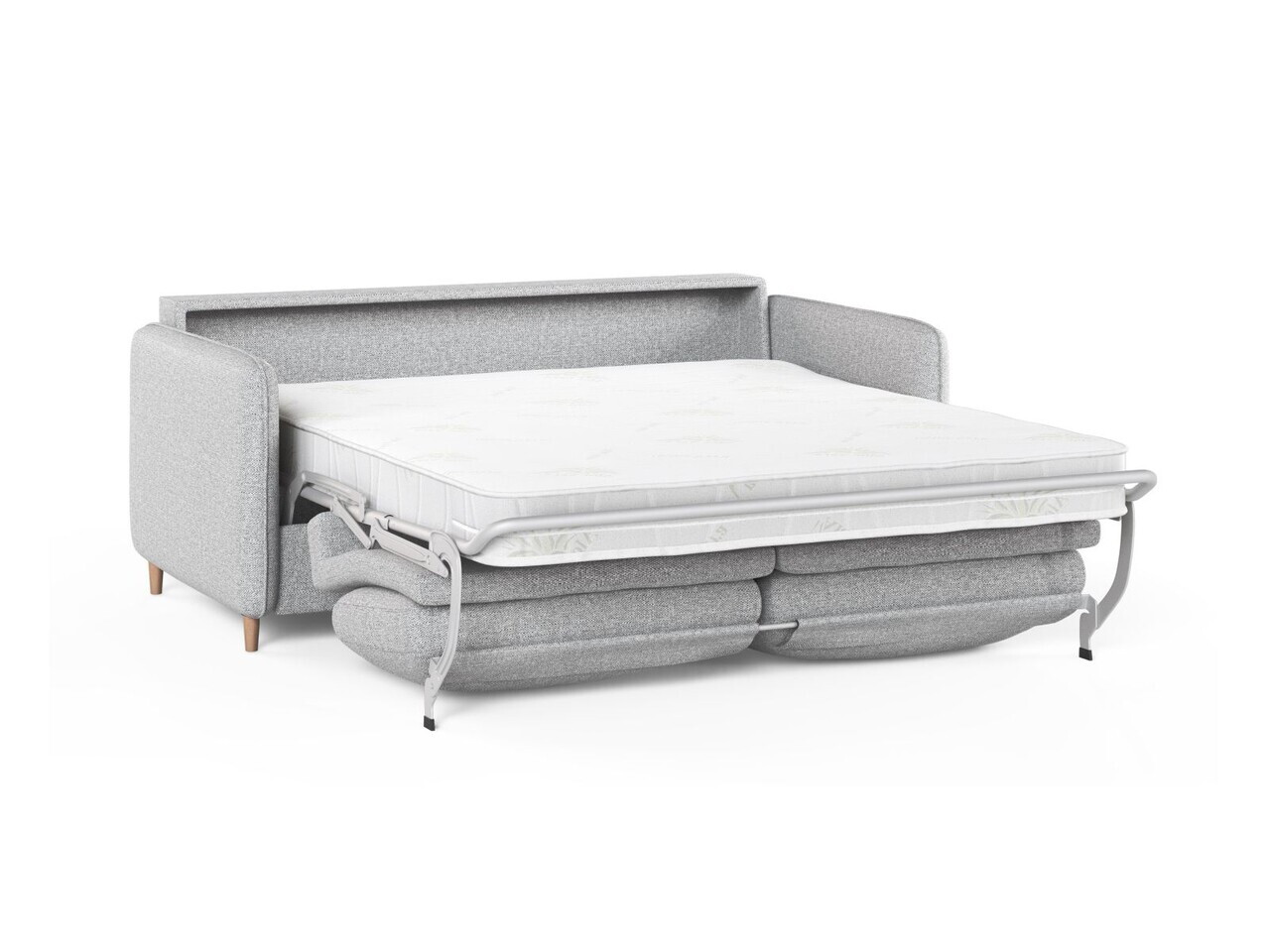 Canapea extensibila 3 locuri, Simo, Micadoni Home, 184x102x95 cm, tesatura structurata, gri deschis — imaginea 4