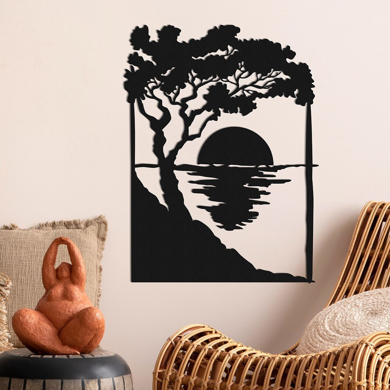 Decoratiune de perete, Calma-2, Metal, Grosime: 1,2 mm, Negru — imaginea 3