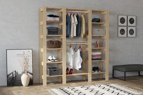 Dulap pentru haine, Puqa Design, City, 161.4x180x33.6 cm, PAL, Maro mezoni.ro