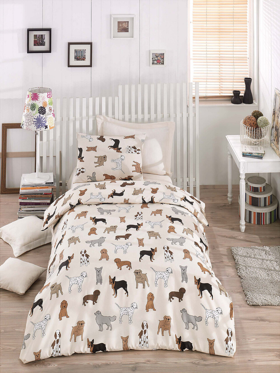 Lenjerie de pat pentru o persoana, Havhav - Cream, Eponj Home, 65% bumbac/35% poliester