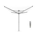 Uscator de rufe rotativ cu 4 brate + cu suport fixare pamant, Brabantia, Lift-O-Matic, 50 m capacitate de uscare, otel, gri metalizat