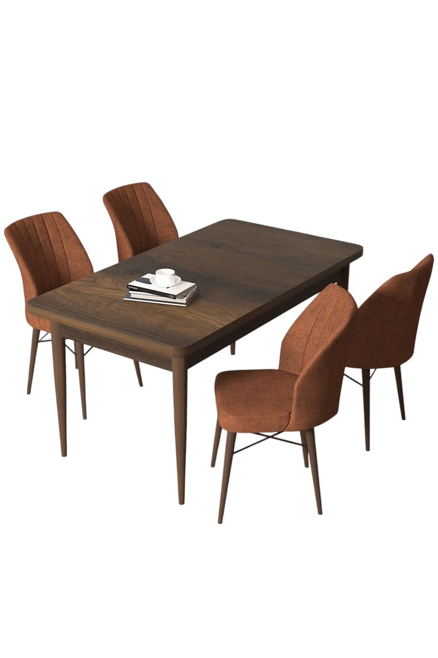 Set masă și scaune (5 bucăți), Hanah Home, Arp, Baroc / Roșu-țiglă - view 2
