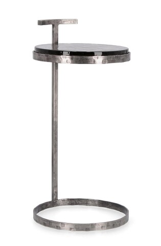 Masuta de cafea Zayla, Bizzotto, 31x64 cm, otel antichizat/sticla handmade