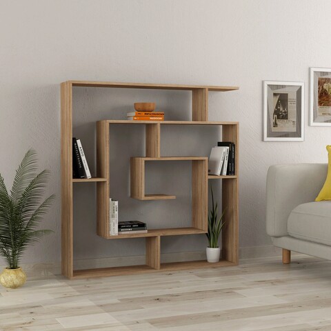 Corp biblioteca, decortie, maze, 125x129x22 cm, stejar