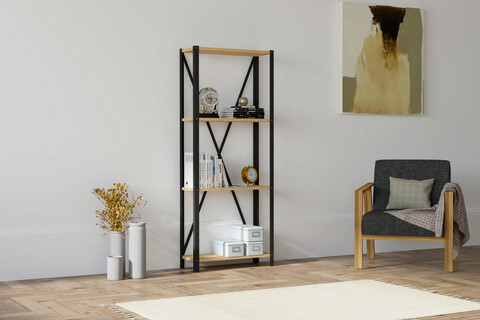Corp biblioteca, puqa design, london, 60x149.5x29 cm, pal, safir / negru
