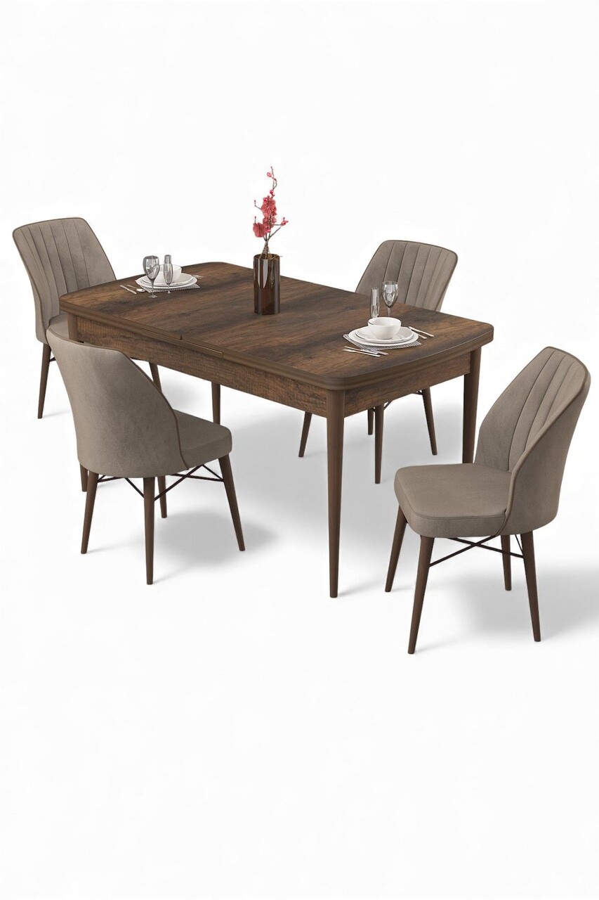 Set masa extensibila si scaune, Hanah Home, Uzi, Baroc / Cappuccino - view 2