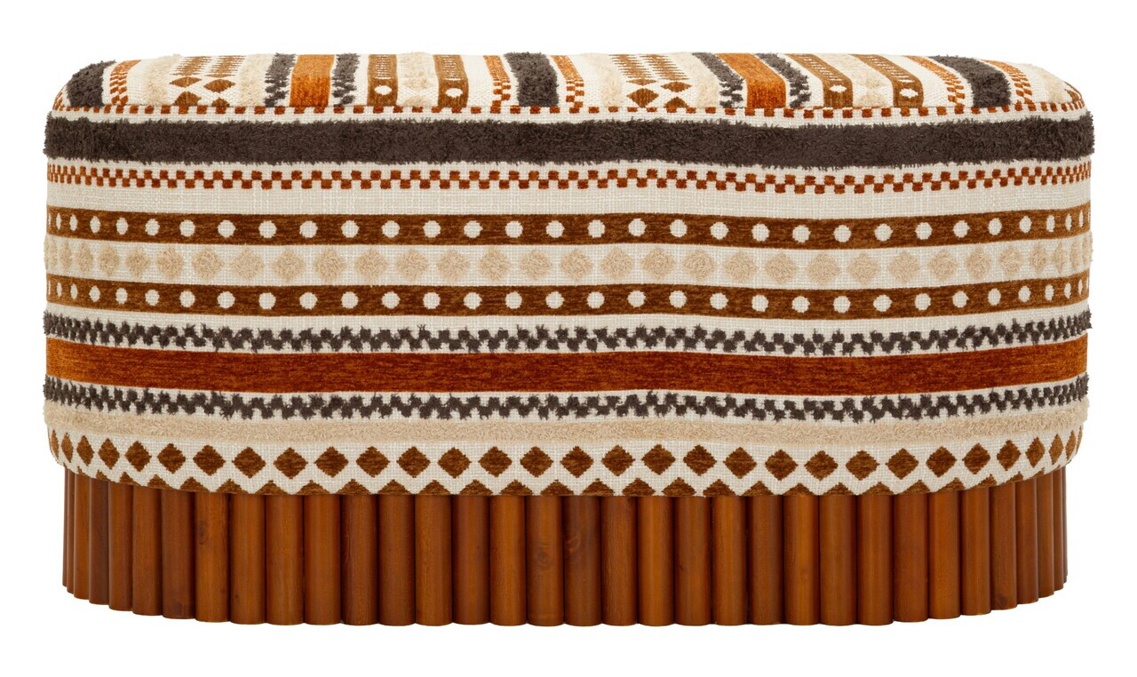Bancheta, Mauro Ferretti, Ethnic, 82x40x40 cm, poliester/lemn masiv, multicolor — imaginea 7