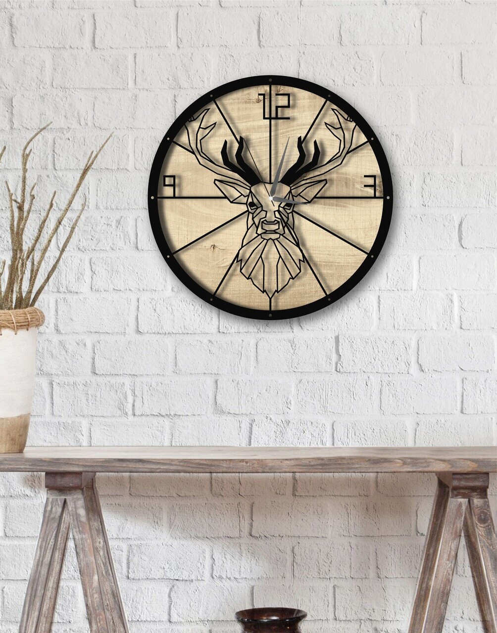 Ceas de perete, MET-MDF-UYART-2138, Dimensiune: 50 x 50 cm, Negru — imaginea 2