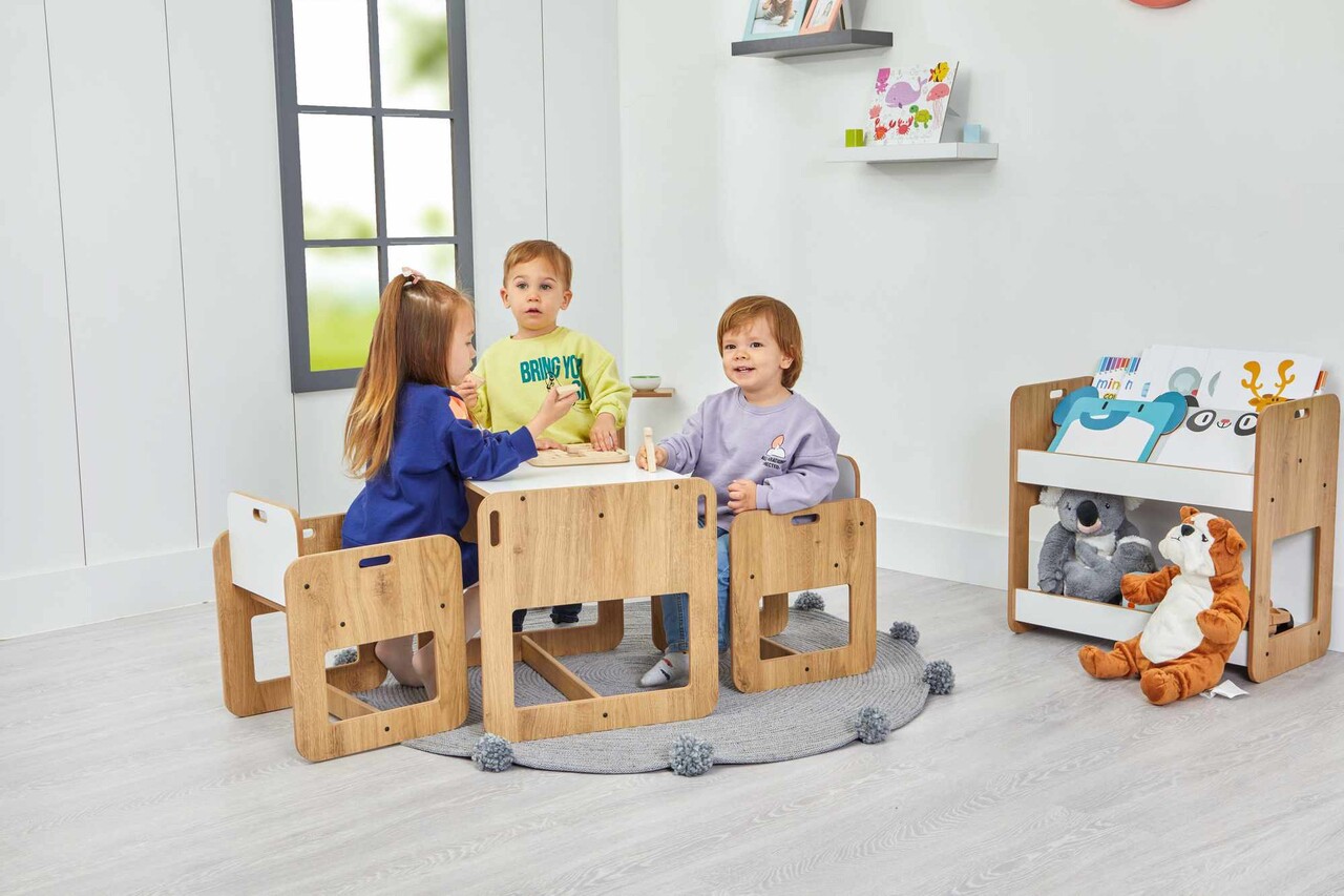 Set masa si scaun pentru copii, Hanah Home, Dove 2, Alb / Natural - view 2
