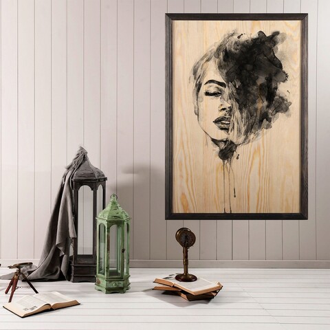 Tablou decorativ, Woman Face XL, Lemn, Lemn, Multicolor Bystag