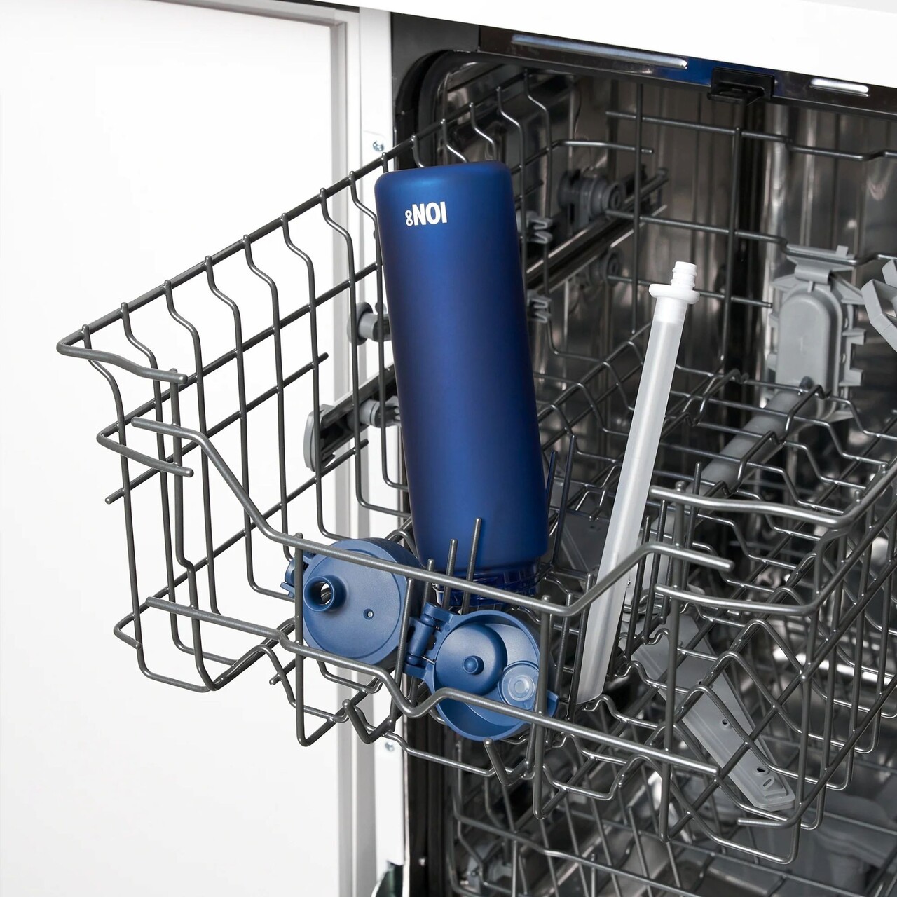 Sticla apa Slim, cu pai, recyclon, 500ml, Navy - Ion8 - imagine 7