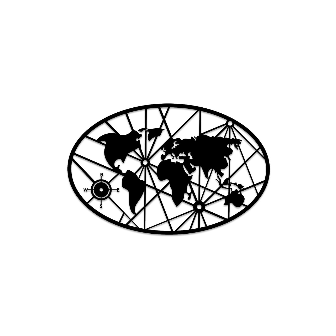 Decoratiune de perete, World Map 8-M v2, Dimensiune: 50 x 77 cm, Negru - view 5