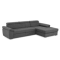 Coltar extensibil dreapta cu 3 tetiere si lada, Emily, L.272 l.175, stofa, PRM96 gri inchis