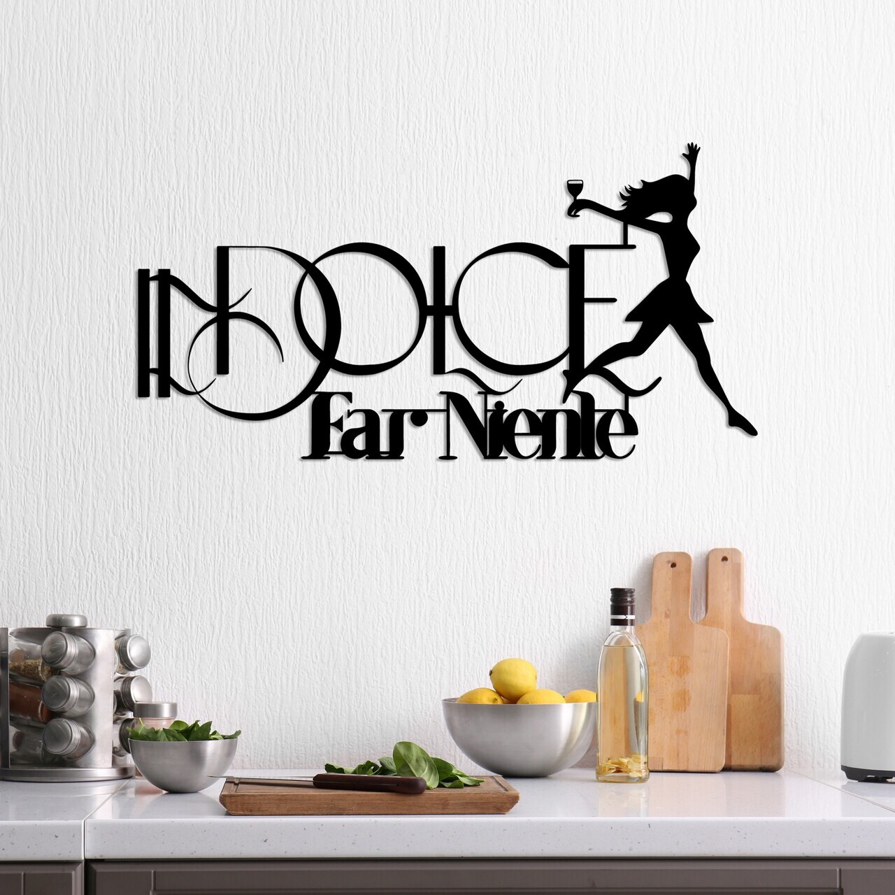 Decoratiune de perete, Dolce far Niente 1, Dimensiune: 60 x 31 cm, Negru — imaginea 2
