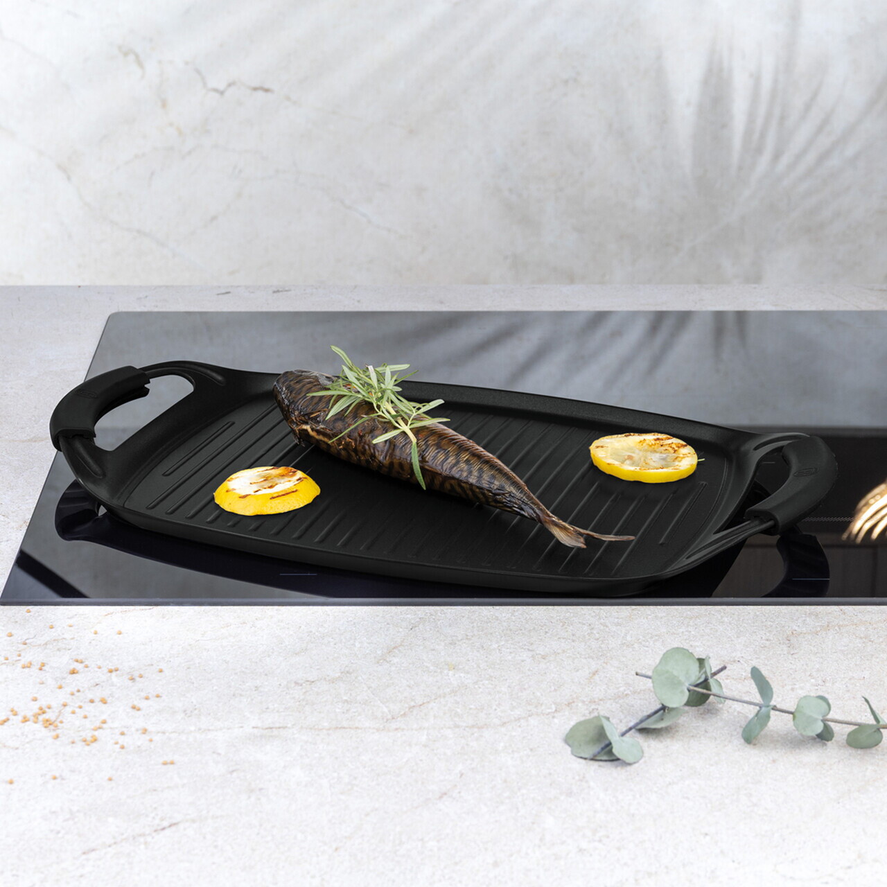 Tava grill Berlinger Haus, Matte Black, 47x29 cm, aluminiu forjat, negru mat - imagine 2