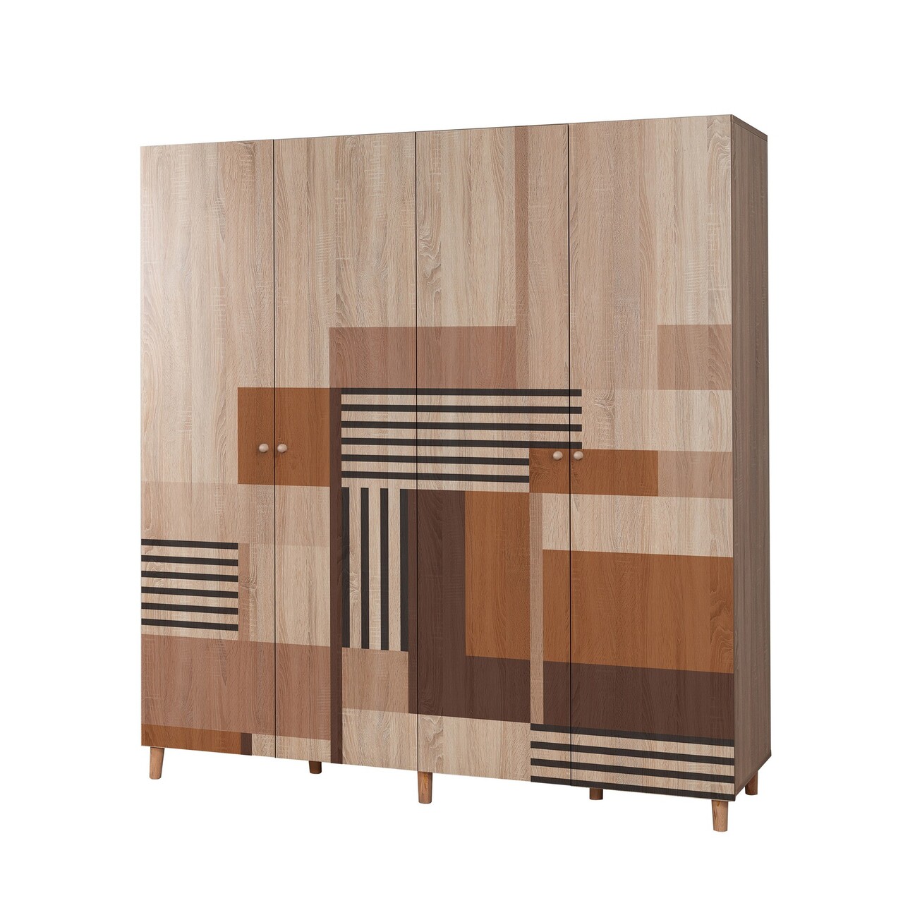 Dulap pentru haine, Vella, Loni 4 -908, 180x192x52 cm, PAL, Sonomo - 2 | YEO