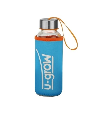 Sticla cu husa termoizolanta u-grow, 308 ml, albastru/portocaliu