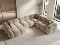 Coltar panoramic dreapta 5 locuri, Loretto, Cosmopolitan Design, 345x250x68 cm, catifea, bej deschis