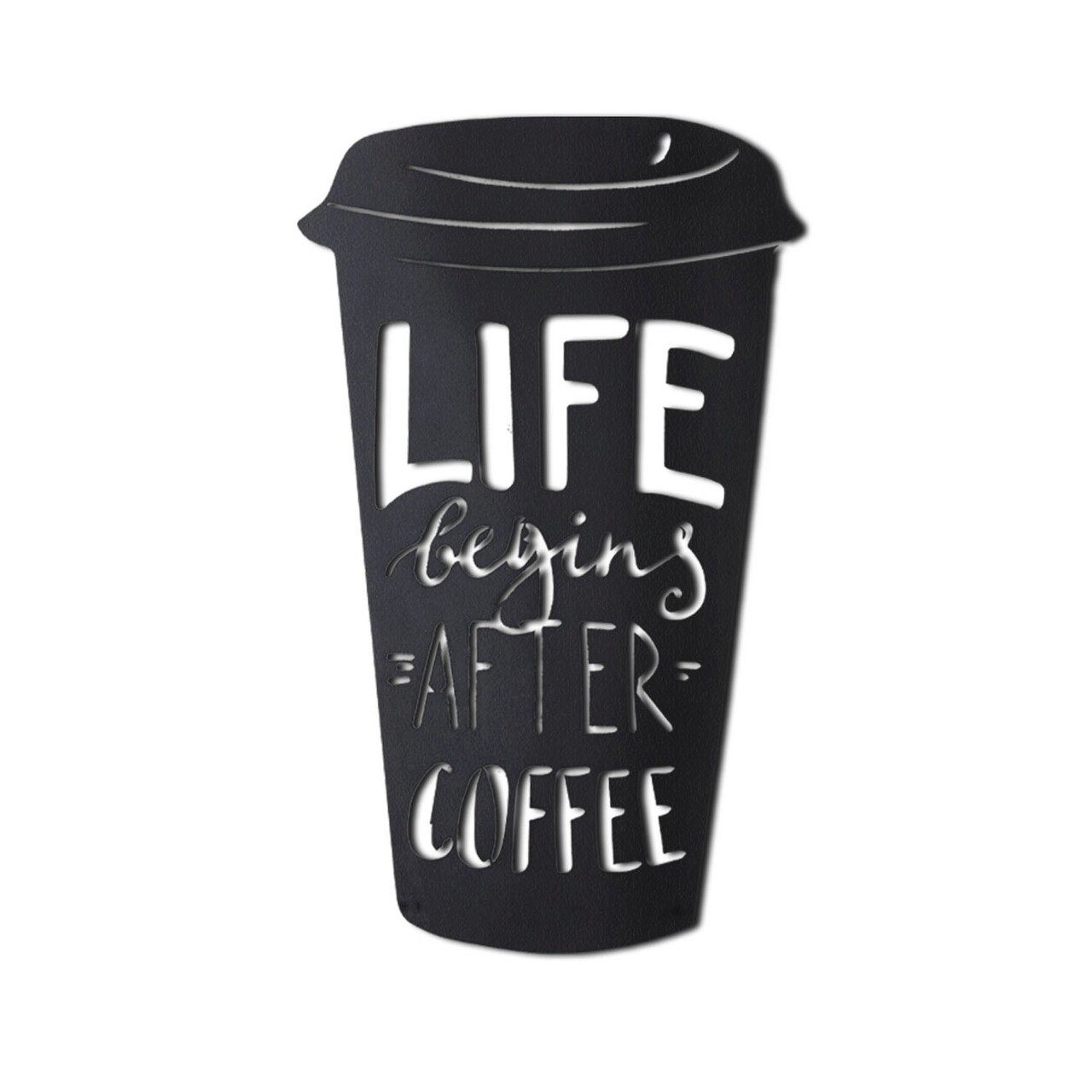 Decoratiune de perete, Coffee Cup, Metal, Dimensiune: 50 x 30 cm, Negru - 1 | YEO