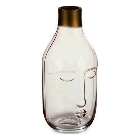 Vaza Face, Gift Decor, 12 x 11 x 24.5 cm, sticla, roz
