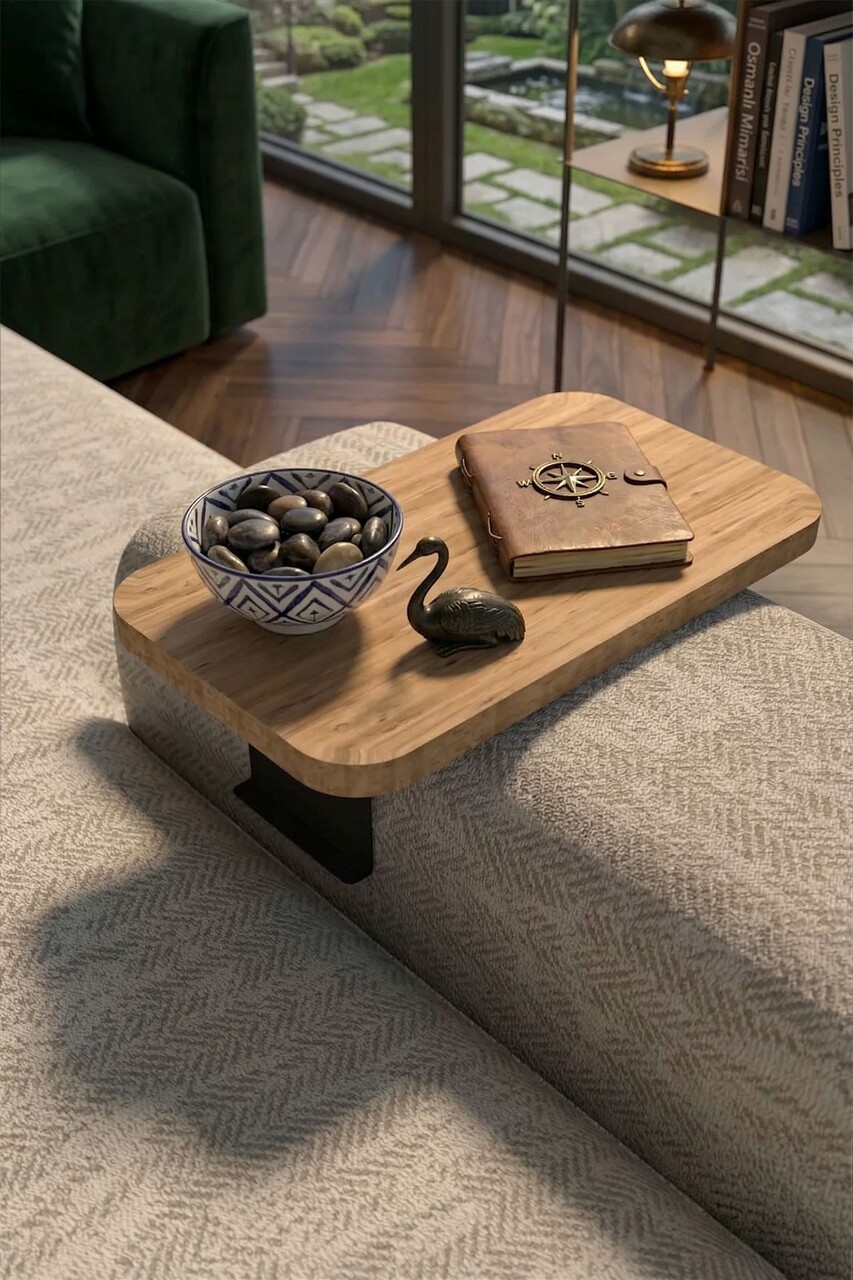 Masuta pentru cotiera canapea, Hanah Home, Artmtksofa2, 32x10x32 cm, Stejar - view 3