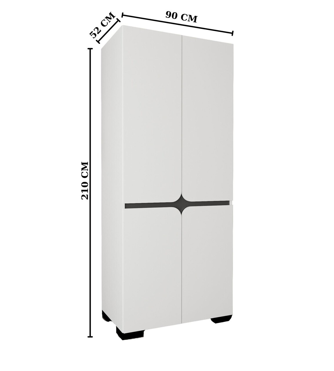 Dulap pentru haine, Hanah Home, Floransa Star 90, 90x210x52 cm, PAL MELAMINAT, Alb — imaginea 5