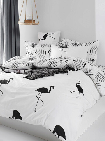 Lenjerie de pat dubla, hope - black, enlora home, bumbac ranforce
