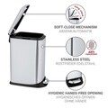 Cos de gunoi cu pedala Design, Wenko, 20.5x36x46 cm, inox/polipropilena, argintiu/negru