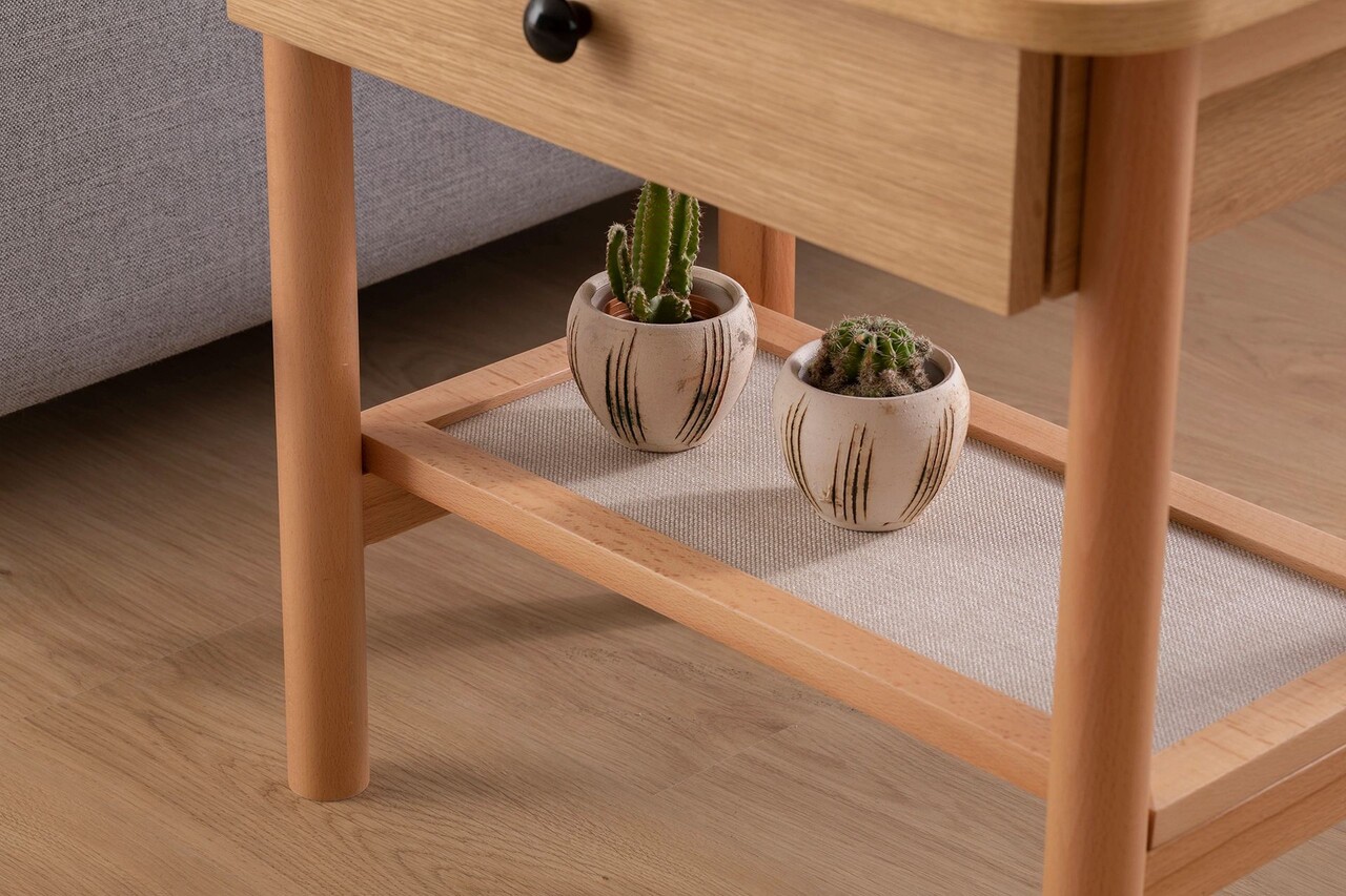 Noptiera, Howard, Daisy Drawer, 55x55x45 cm, MDF , Natural/Lemn