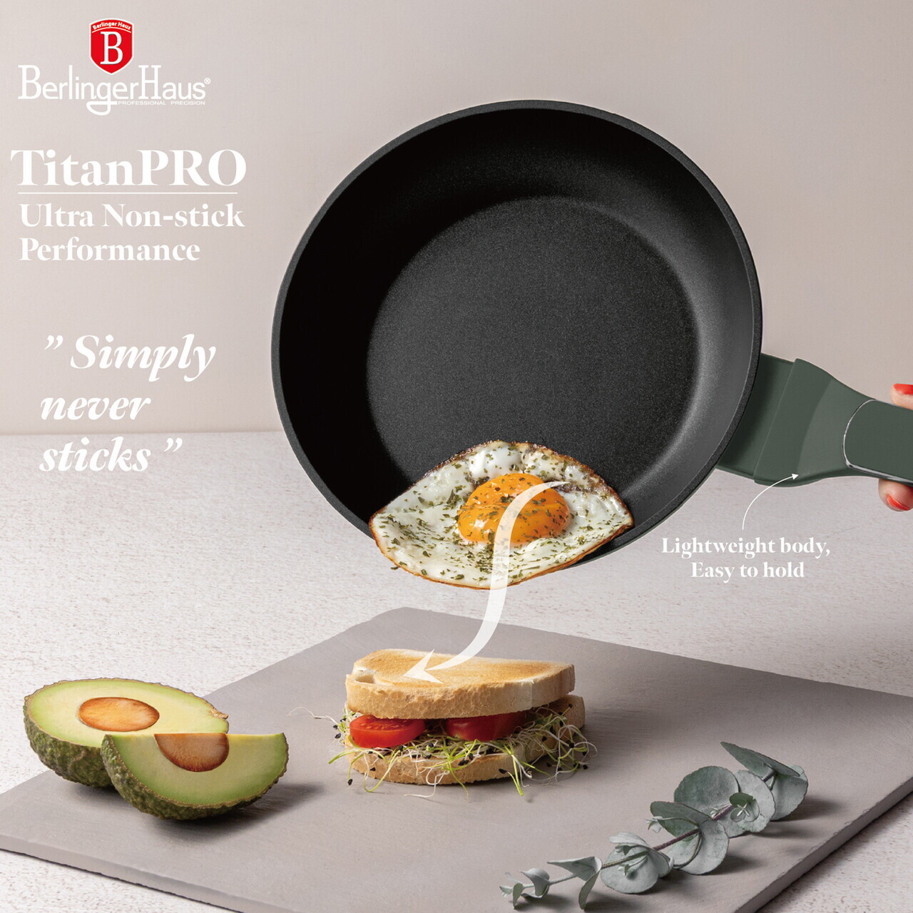 Set 3 tigai Berlinger Haus, Matte Green, 20/24/28 cm, aluminiu forjat, verde mat - view 8