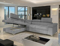 Coltar extensibil stanga 4 locuri ELTAP, LT-03MAN, Eridano, 275x202x88 cm, lemn/poliester, gri deschis