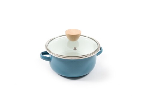 Oala cu capac enamel, mercury, 950 ml, Ø16 cm, email, turcoaz
