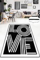 Covor, Line Love Djt, 140x190 cm, Alb/Negru