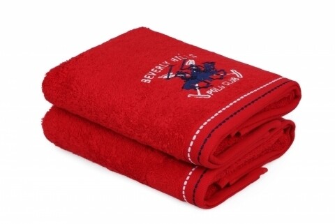 Set 2 prosoape de maini, beverly hills polo club, 50x90 cm, 100% bumbac, rosu