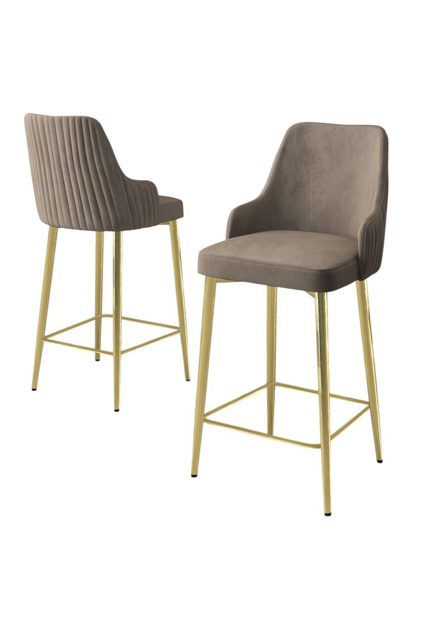 Set scaune de bar 6 piese, Hanah Home, Tera, Cappuccino / Aur — imaginea 2