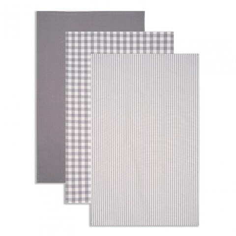 Set 3 prosoape de bucatarie heinner, 45x70 cm, bumbac, gri