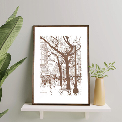 Tablou decorativ, td071, lemn, desenat manual, natural