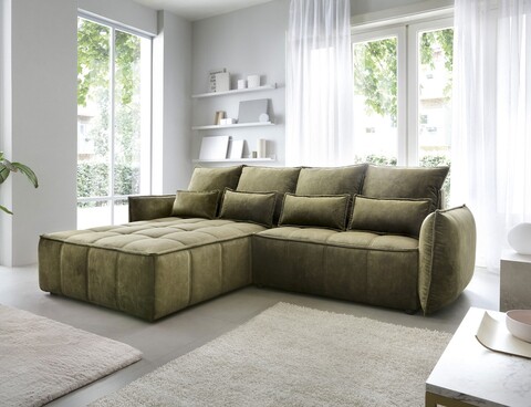 Coltar extensibil stanga 4 locuri ELTAP, LT-33TOS, Campo, 265x196x88 cm, lemn/poliester, verde olive