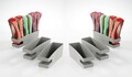 Set 6 suporturi pentru balerini/papuci de casa, Wenko, capacitate 18 perechi, 16.5 x 9.5 x 9 cm, plastic, gri