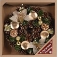 Set 4 lumanari cu suport decorativ Xmas, Ø 28 cm, verde/auriu
